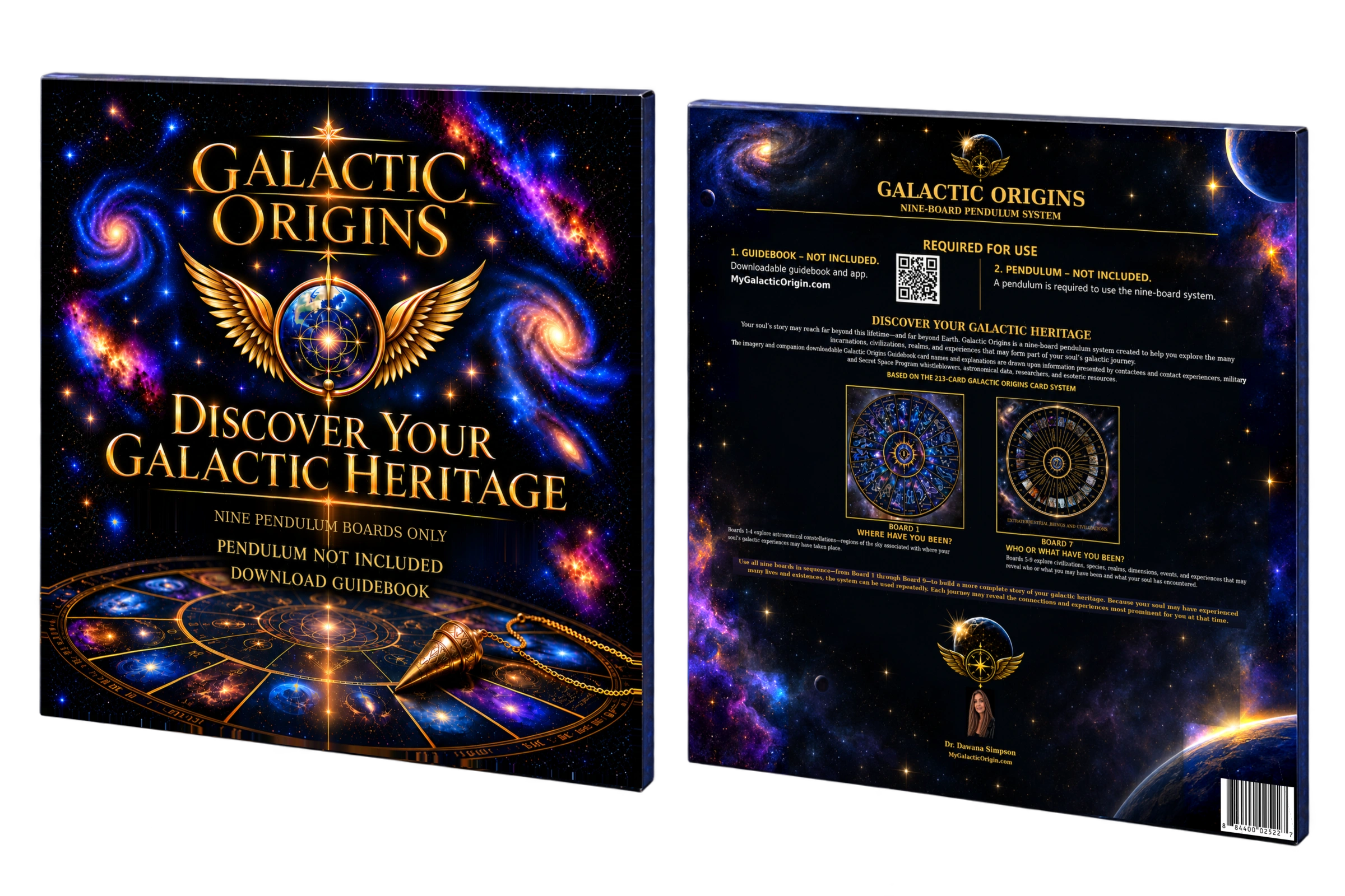 Galactic Origins pendulum boards product packaging